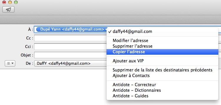 Copier une adresse email seule – ARADAFF